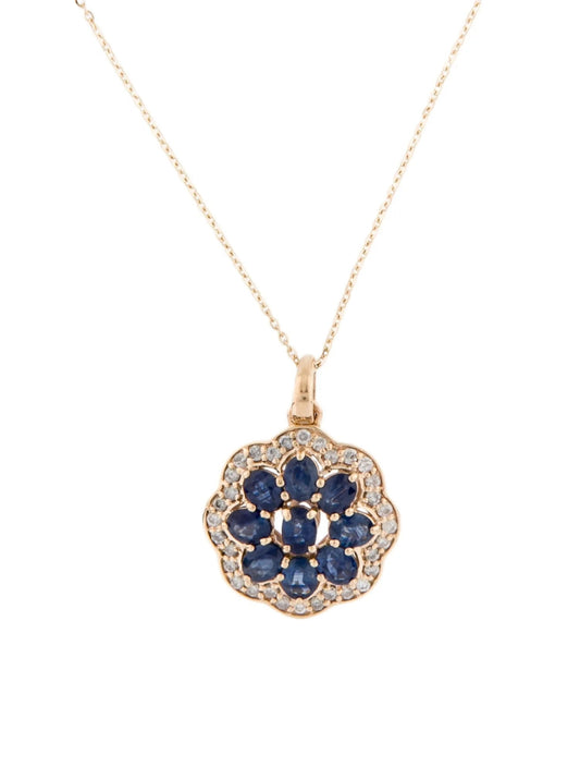14K Sapphire & Diamond Pendant Necklace