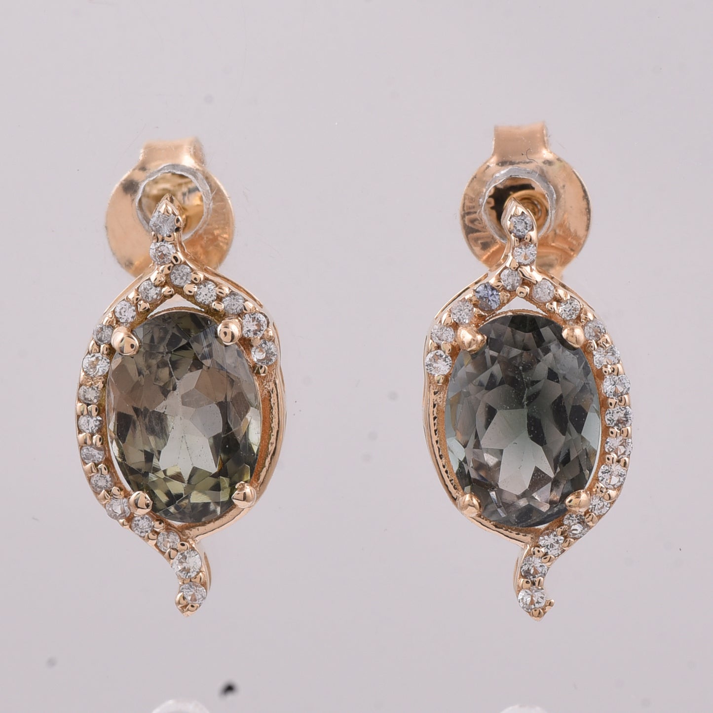 1.88 Ct Oval Natural Tourmaline 14K Gold Earrings