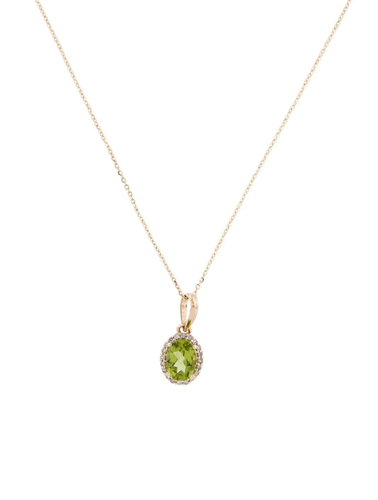 14K Peridot & Diamond Pendant Necklace