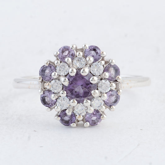 1.56 Ct Round Amethyst 925 Sterling Silver Ring