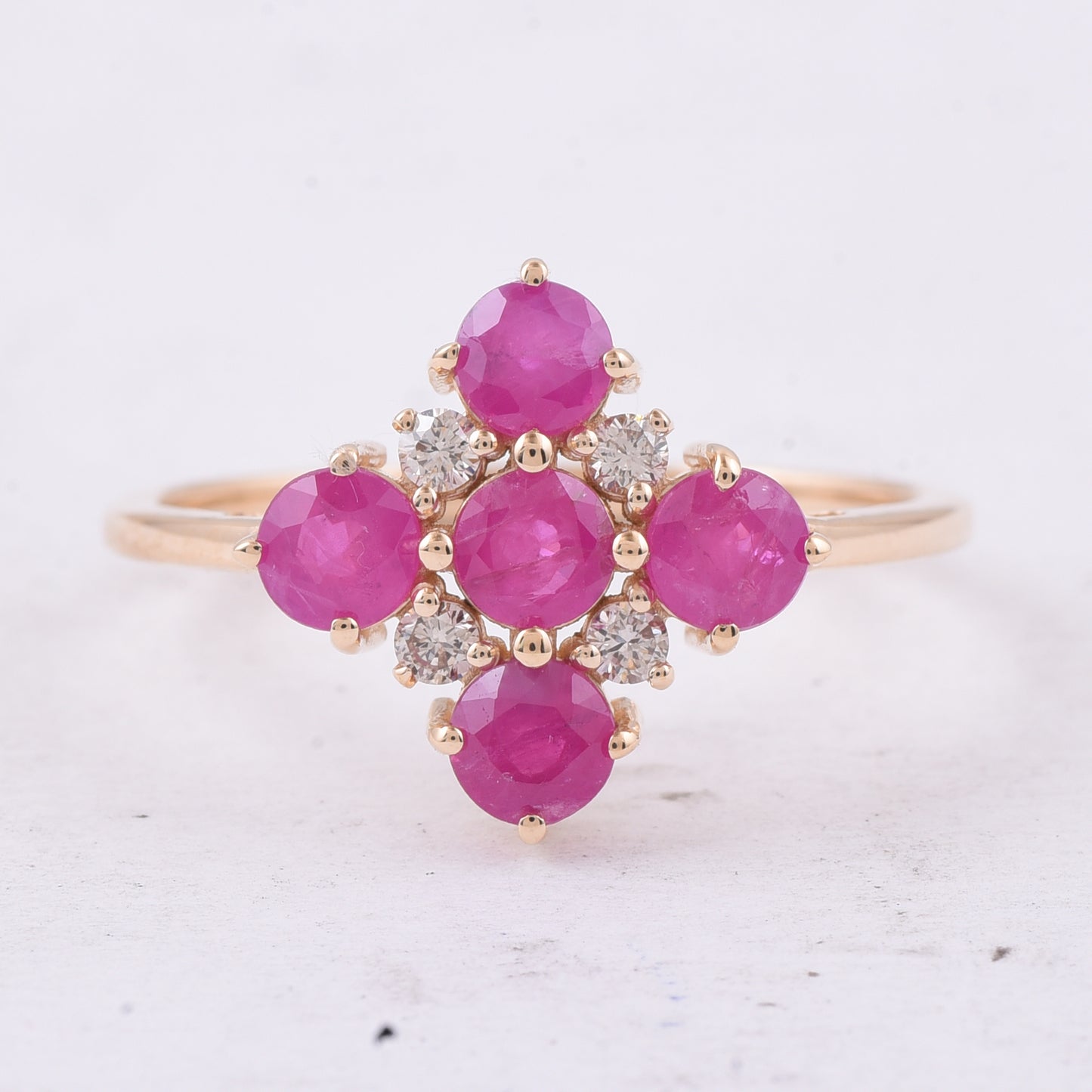 1.42 Ct Round Natural Ruby 14K Gold Ring
