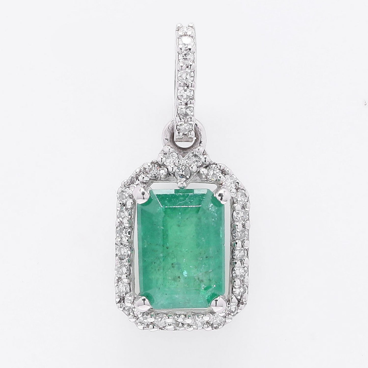 1.08 Ct Octagon Step Cut Natural Emerald 950 Platinum Pendant