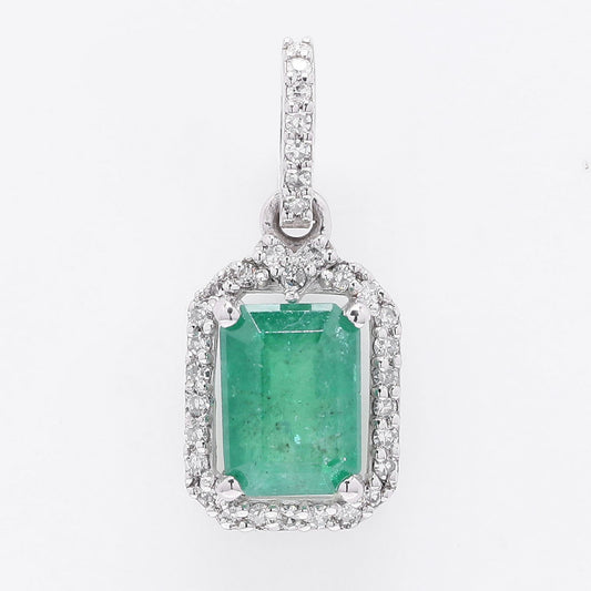 1.08 Ct Octagon Step Cut Natural Emerald 950 Platinum Pendant