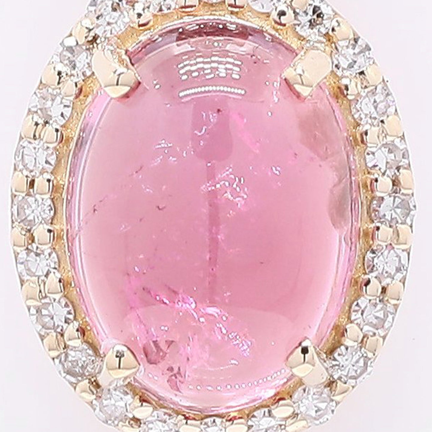 1.37 Ct Oval Cabochon Cut Natural Pink Tourmaline 14K Gold Pendant