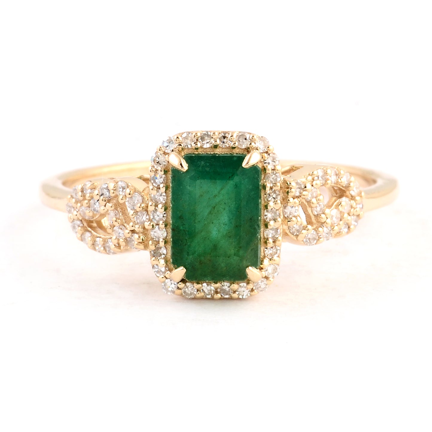 1.13 Ct Emerald Cut Natural Beryl Emerald 14K Gold Ring