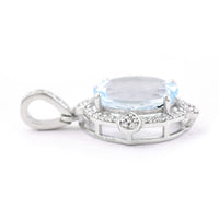 2.61 Ct Oval Mixed Cut Natural Aquamarine 950 Platinum Pendant