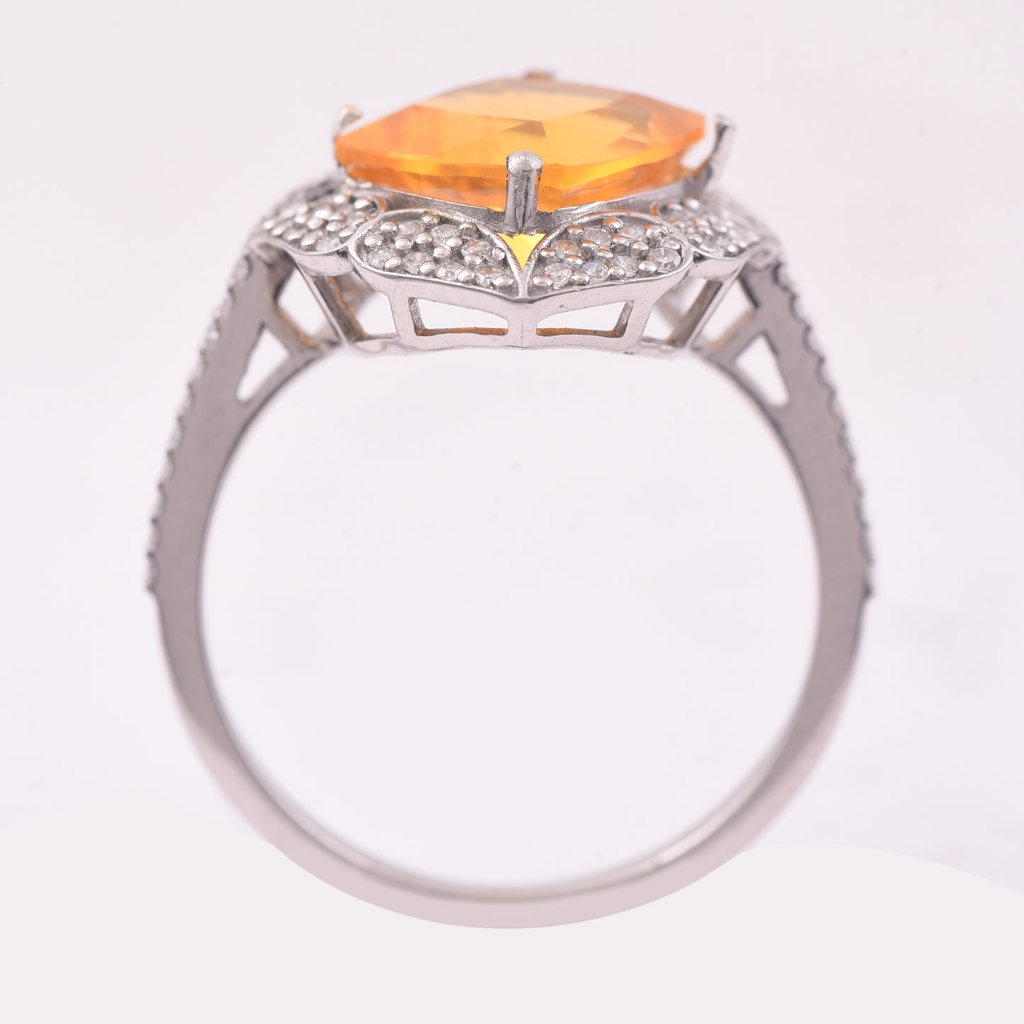 2.19 Ct Cushion Mixed Cut Natural Fire Opal 950 Platinum Ring
