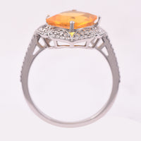 2.19 Ct Cushion Mixed Cut Natural Fire Opal 950 Platinum Ring