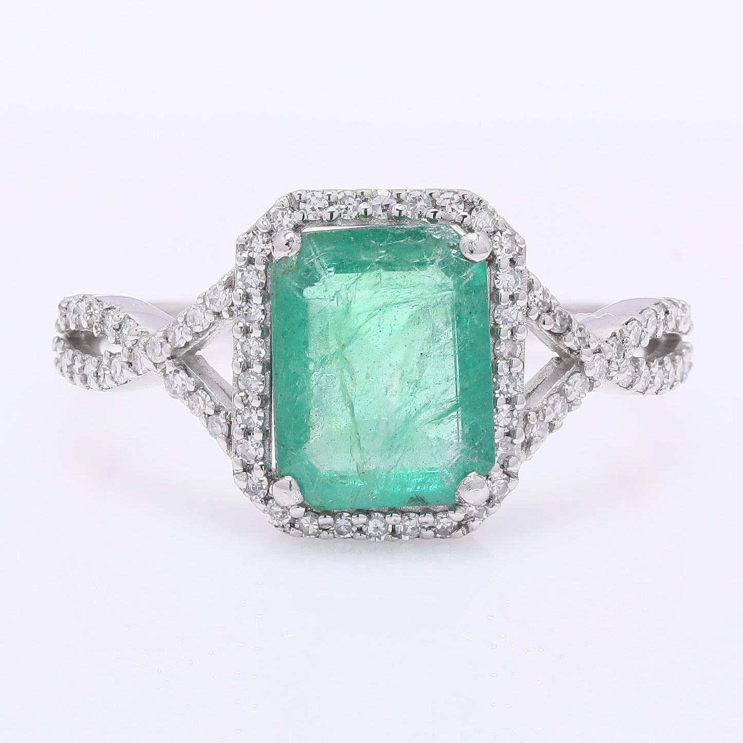 1.62 Ct Octagon Step Cut Natural Emerald 950 Platinum Ring