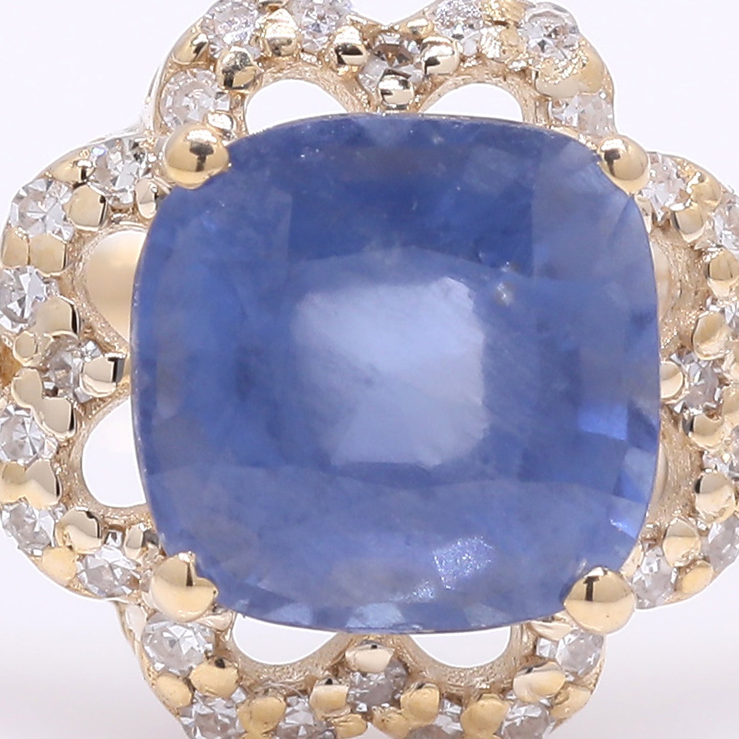 1.87 Ct Cushion Mixed Cut Natural Sapphire 14K Gold Ring