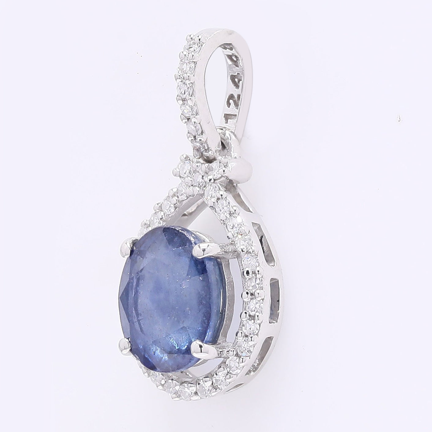 1.60 Ct Oval Mixed Cut Natural Sapphire 950 Platinum Pendant