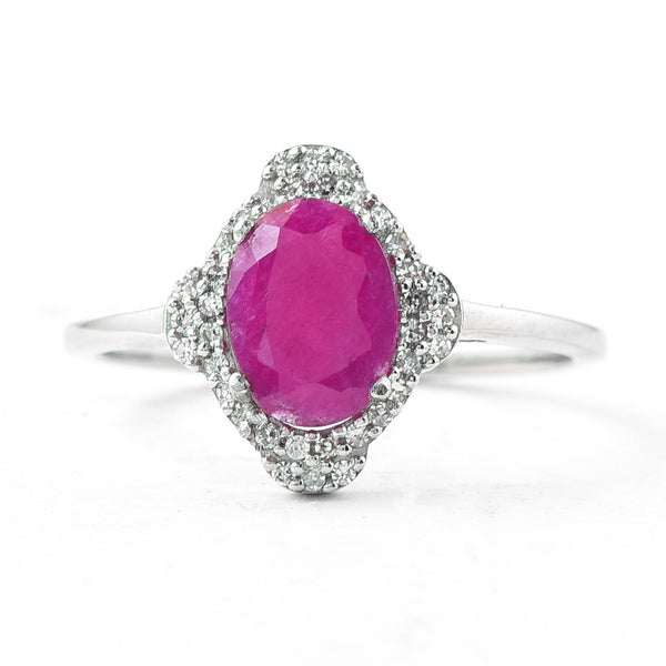 1.20 Ct Oval Mixed Cut Natural Ruby 950 Platinum Ring