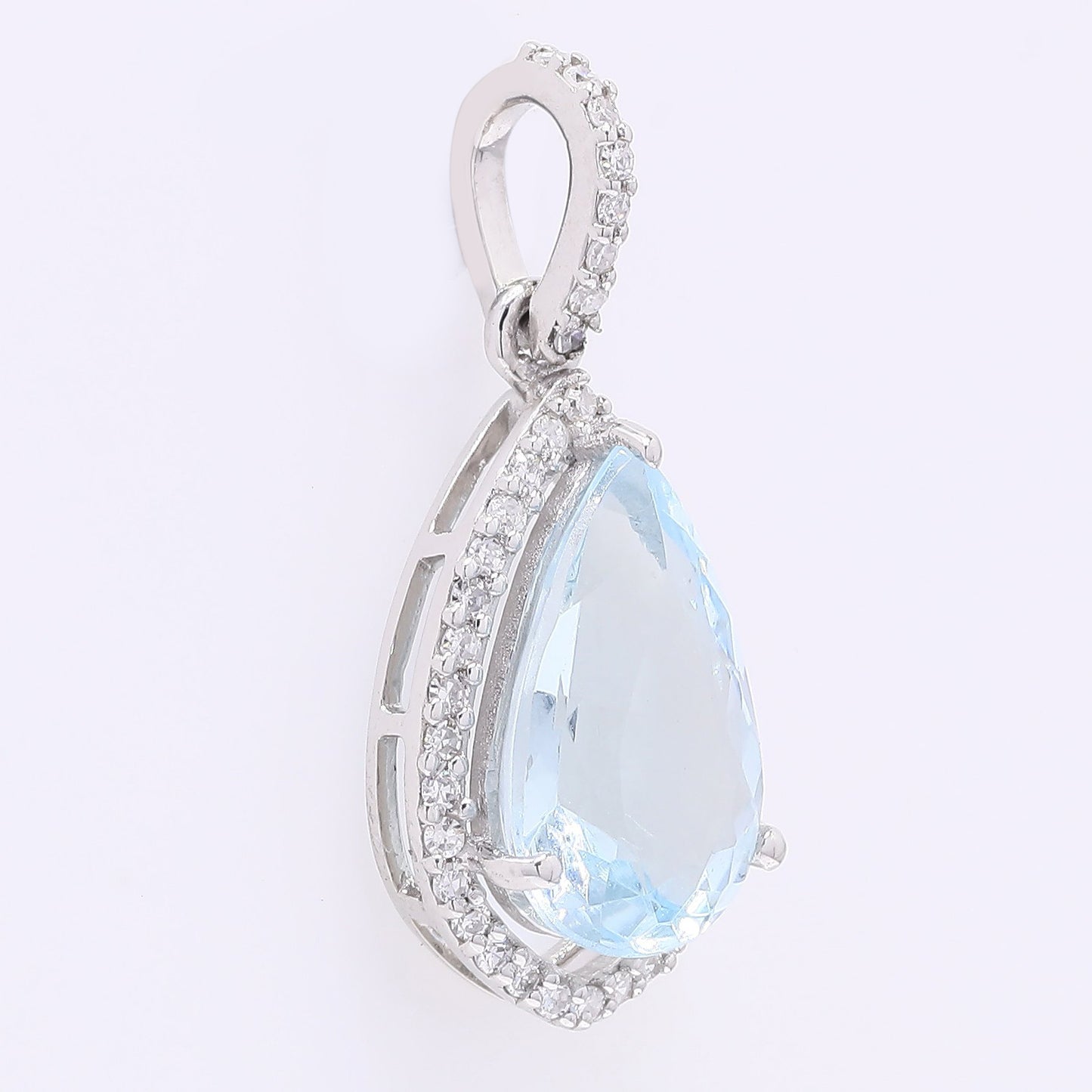 1.94 Ct Pear Mixed Cut Natural Aquamarine 950 Platinum Pendant