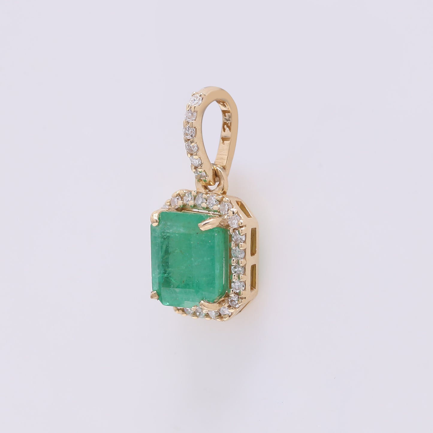 1.09 Ct Octagon Emerald 14K Gold Pendant