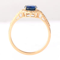 1.68 Ct Oval Mixed Cut Natural Sapphire 14K Gold Ring