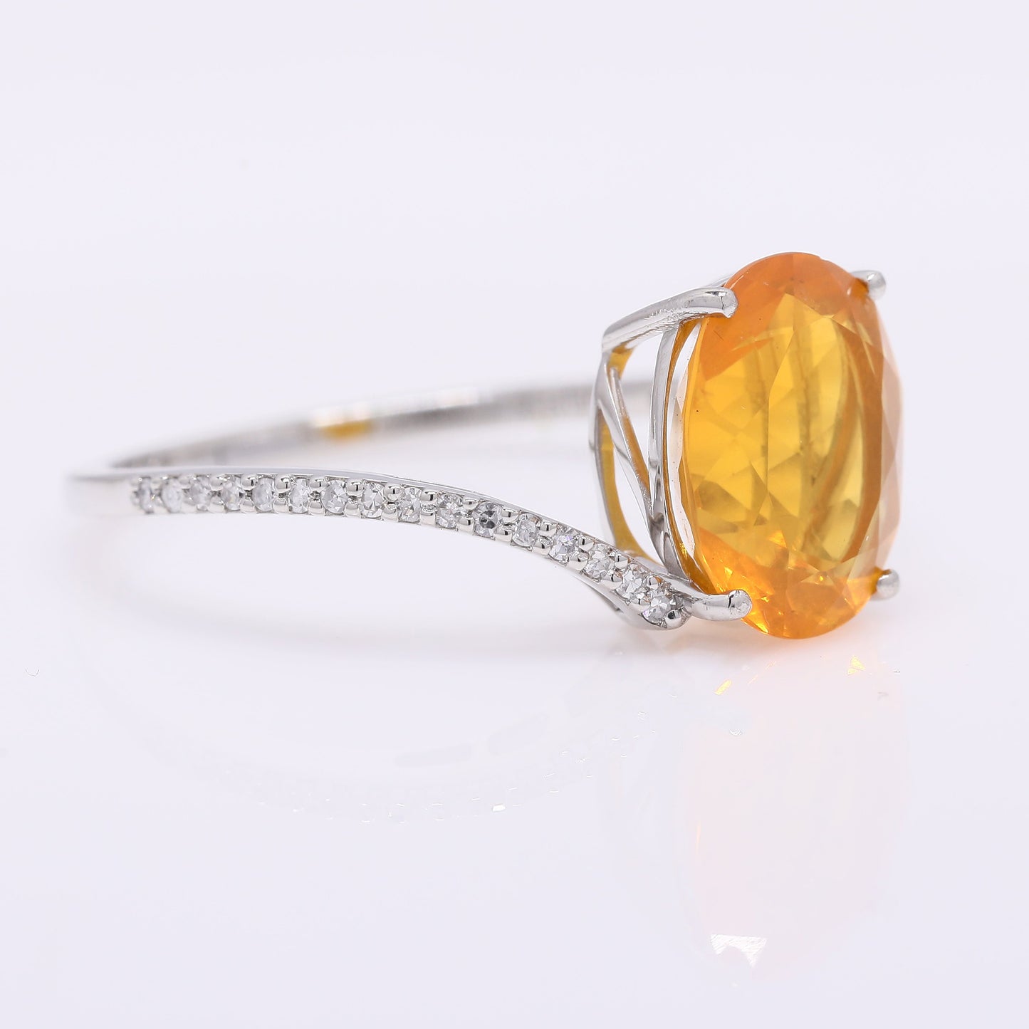 1.84 Ct Oval Mixed Cut Natural Fire Opal 950 Platinum Ring
