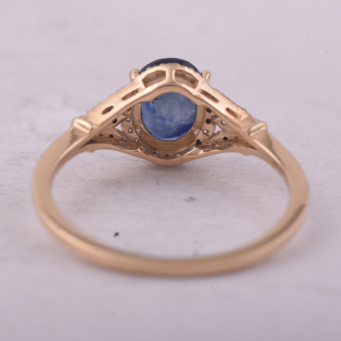 1.48 Ct Oval Mixed Cut Natural Sapphire 14K Gold Ring