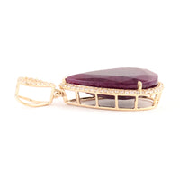 11.39 Ct Pear Mixed Cut Natural Corundum Ruby 14K Gold Pendant