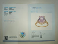 6.57 Ct Cushion Natural Kunzite 14K Gold Ring