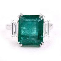 8.78 Ct Octagon Step Cut Natural Beryl Emerald 950 Platinum Ring