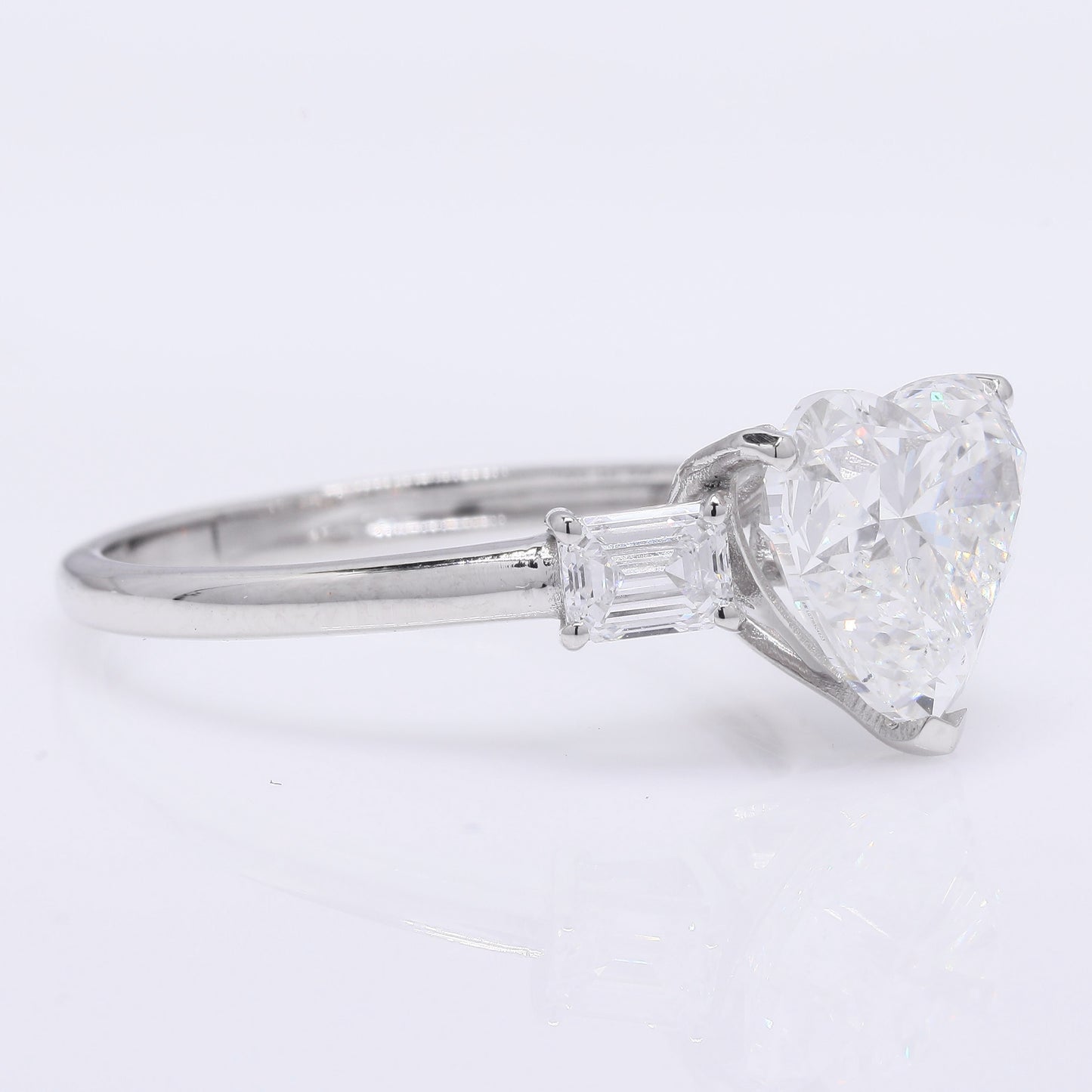 3.60 Ct Heart Brilliant Lab Grown Diamond 950 Platinum Ring
