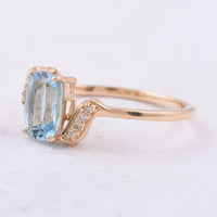 1.12 Ct Cushion Natural Aquamarine 14K Gold Ring