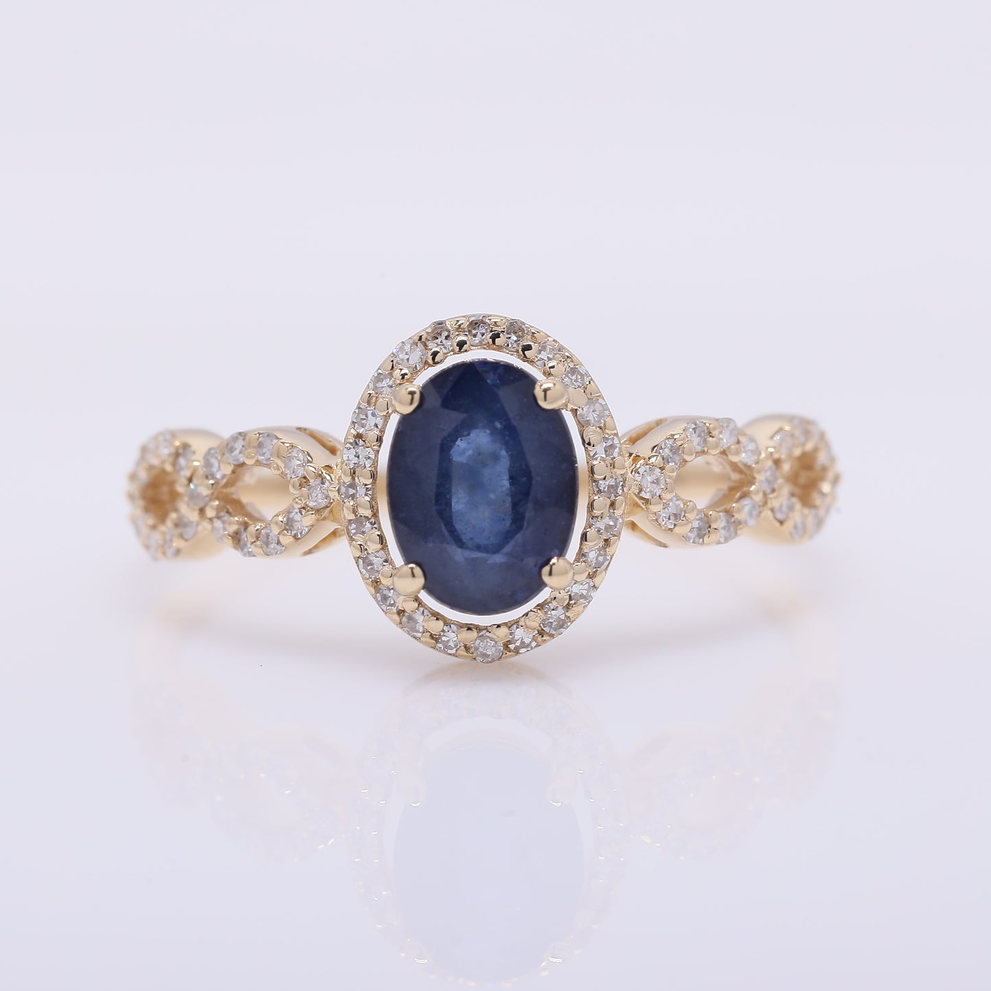 1.39 Ct Oval Mixed Cut Natural Sapphire 14K Gold Ring