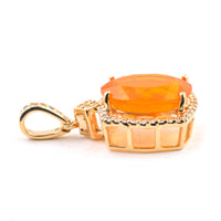 2.54 Ct Oval Mixed Cut Natural Fire Opal 14K Gold Pendant