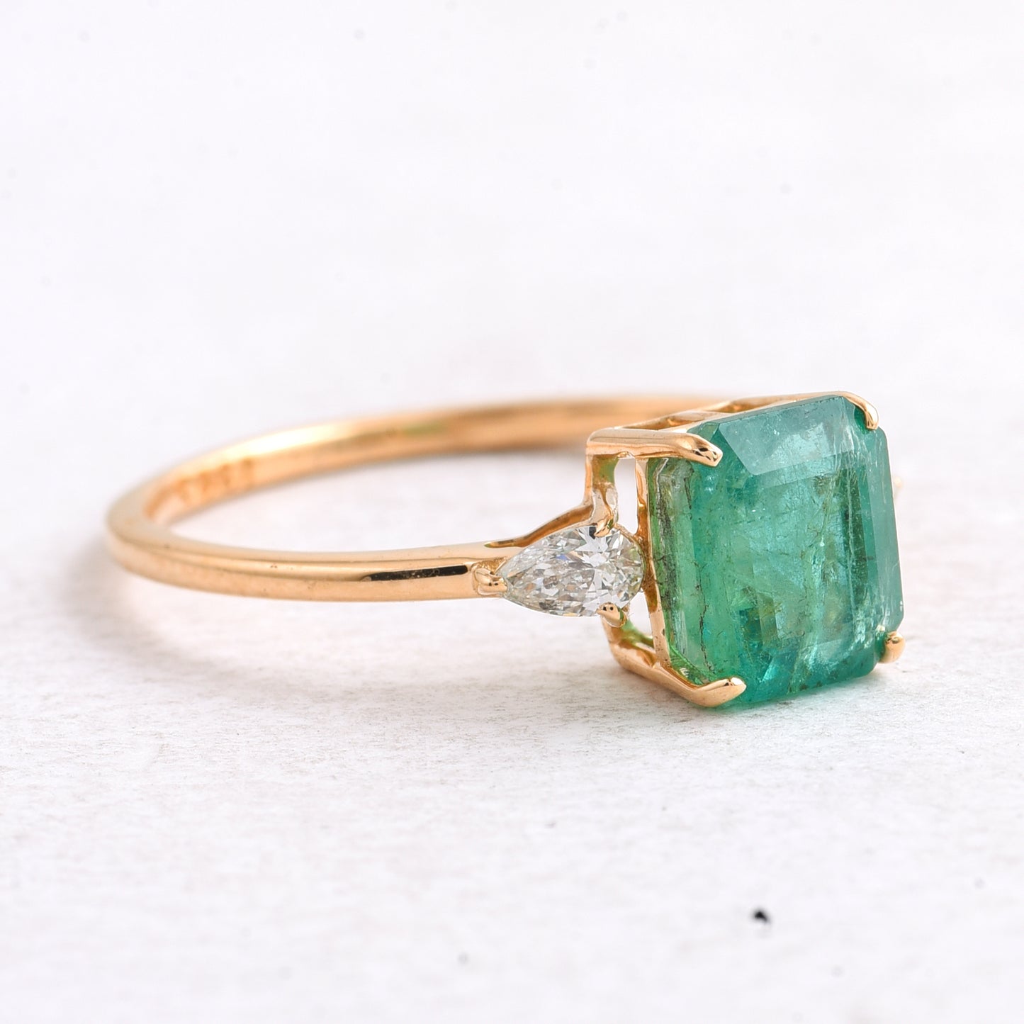 1.82 Ct Octagon Step Cut Natural Emerald 14K Gold Ring