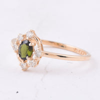 0.44 Ct Oval Natural Green Tourmaline 14K Gold Ring