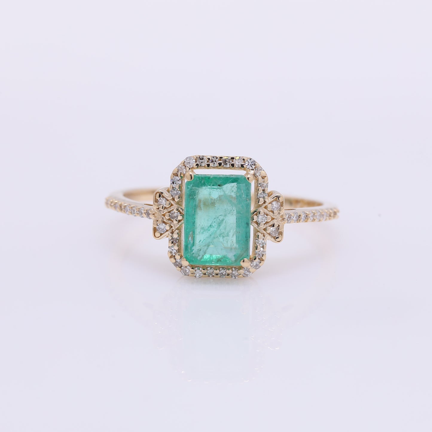1.36 Ct Octagon Step Cut Natural Emerald 14K Gold Ring