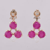 4.38 Ct Round Natural Ruby 14K Gold Earrings