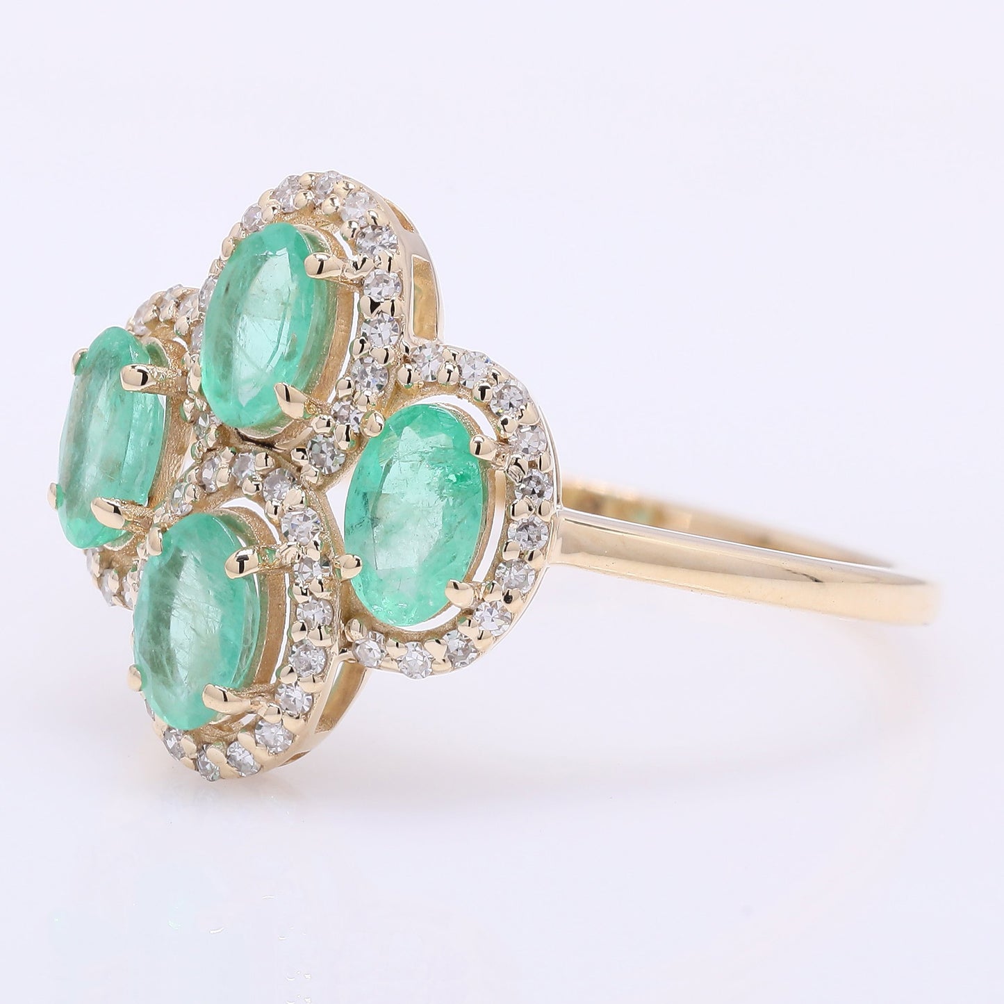 2.19 Ct Oval Mixed Cut Natural Emerald 14K Gold Ring