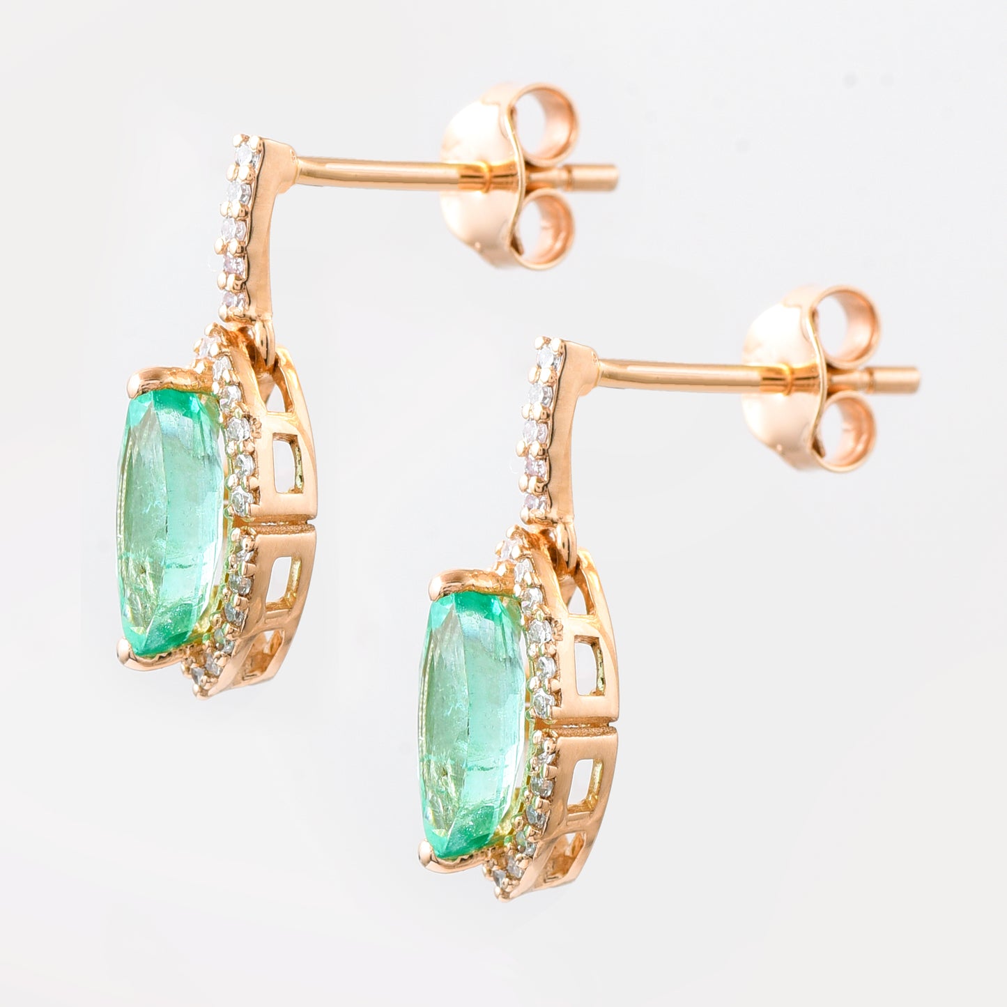 1.30 Ct Marquise Mixed Cut Natural Emerald 14K Gold Earrings