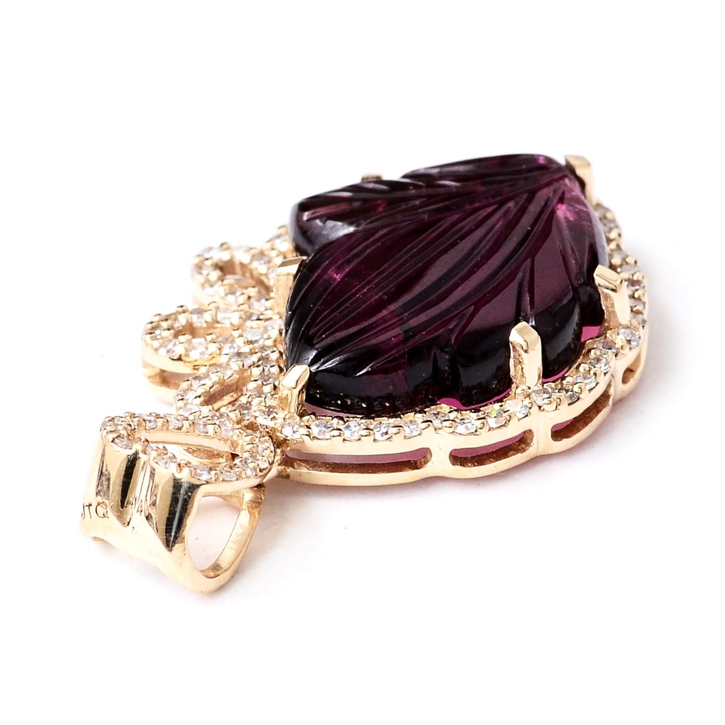 4.76 Ct Fancy Carving Natural Tourmaline 14K Gold Pendant