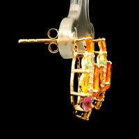 2.73 Ct Pear Multi Sapphire 14K Gold Earrings
