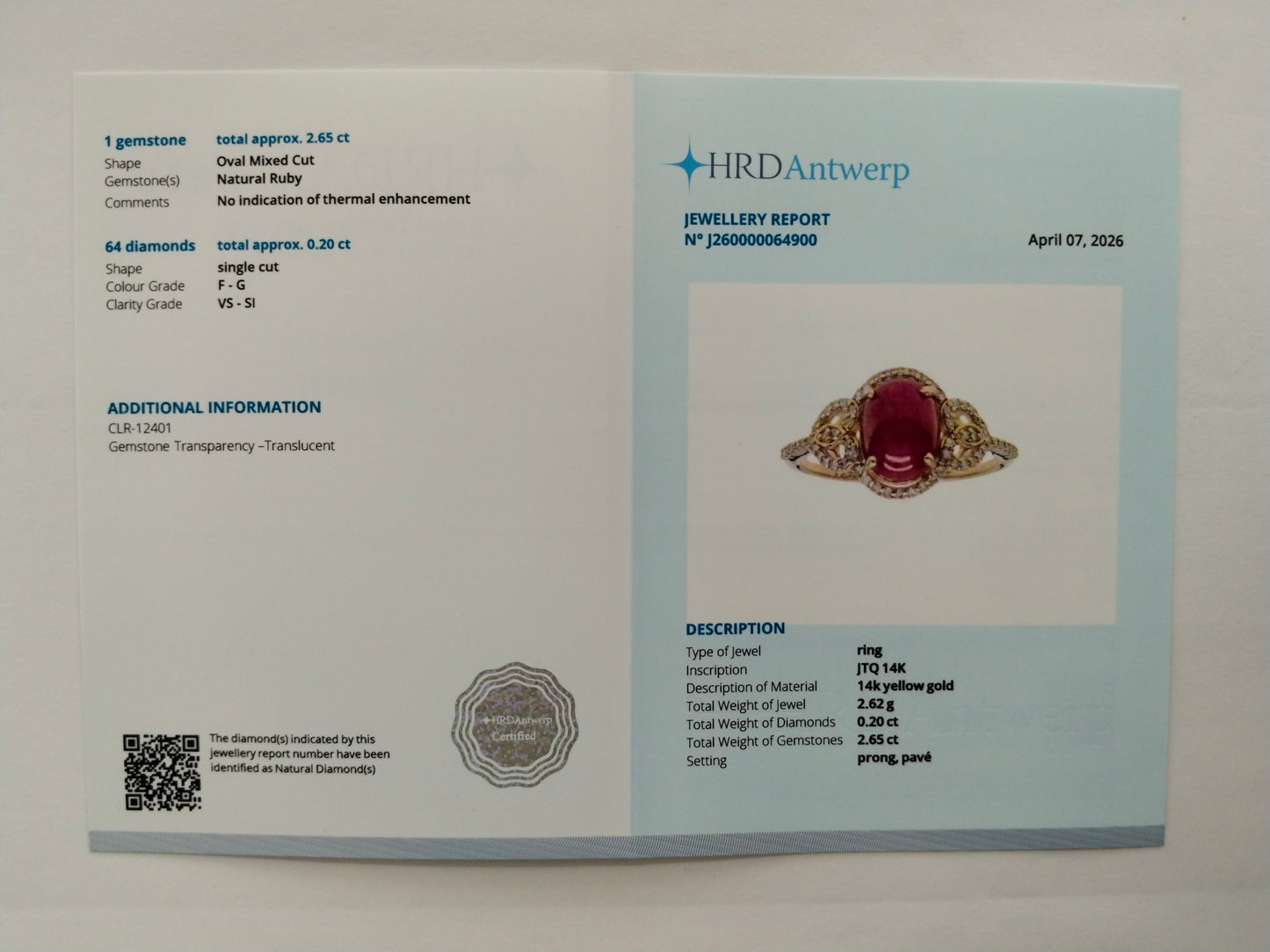 2.85 Ct Oval Mixed Cut Natural Ruby 14K Gold Ring