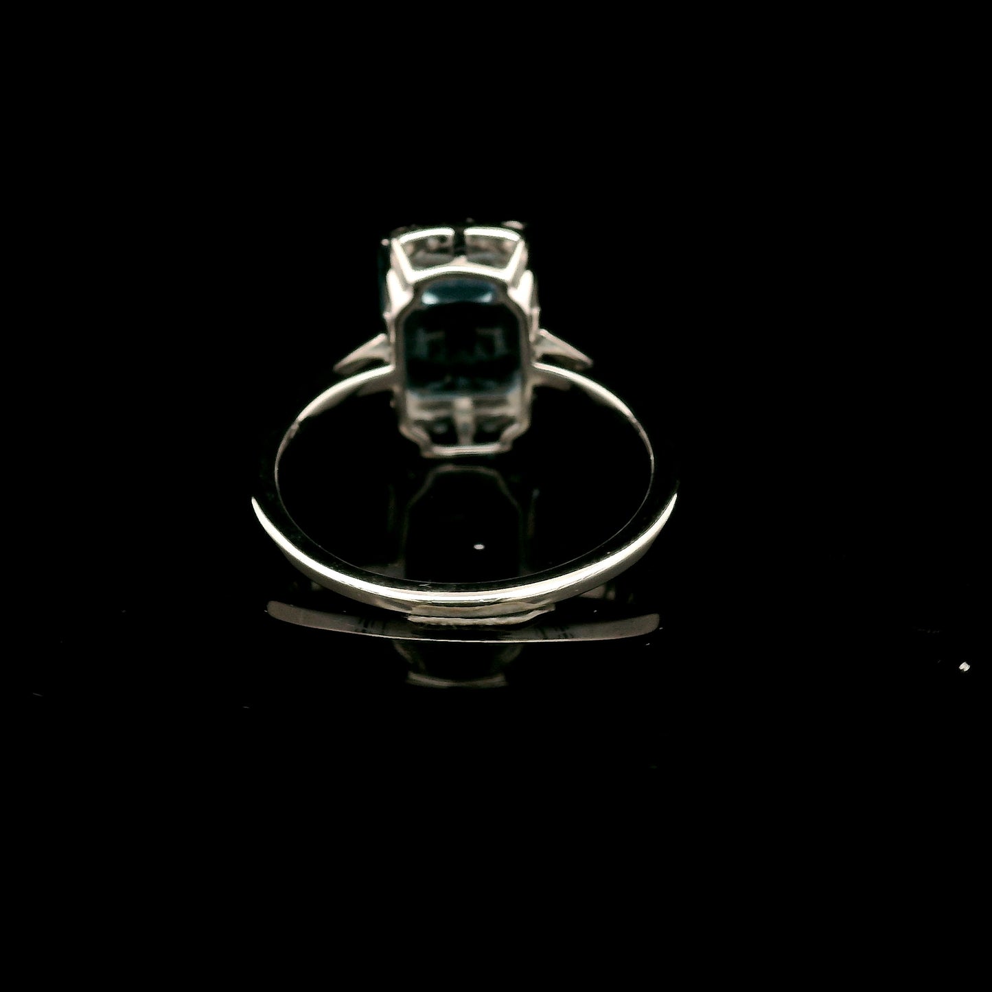 4.67 Ct Octagon Blue Topaz, White Zircon 925 Sterling Silver Ring