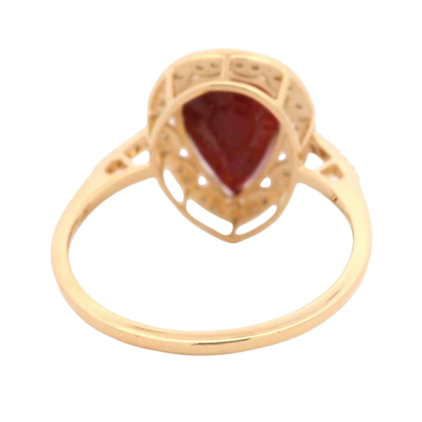 3.96 Ct Pear Mixed Cut Natural Corundum Ruby 14K Gold Ring