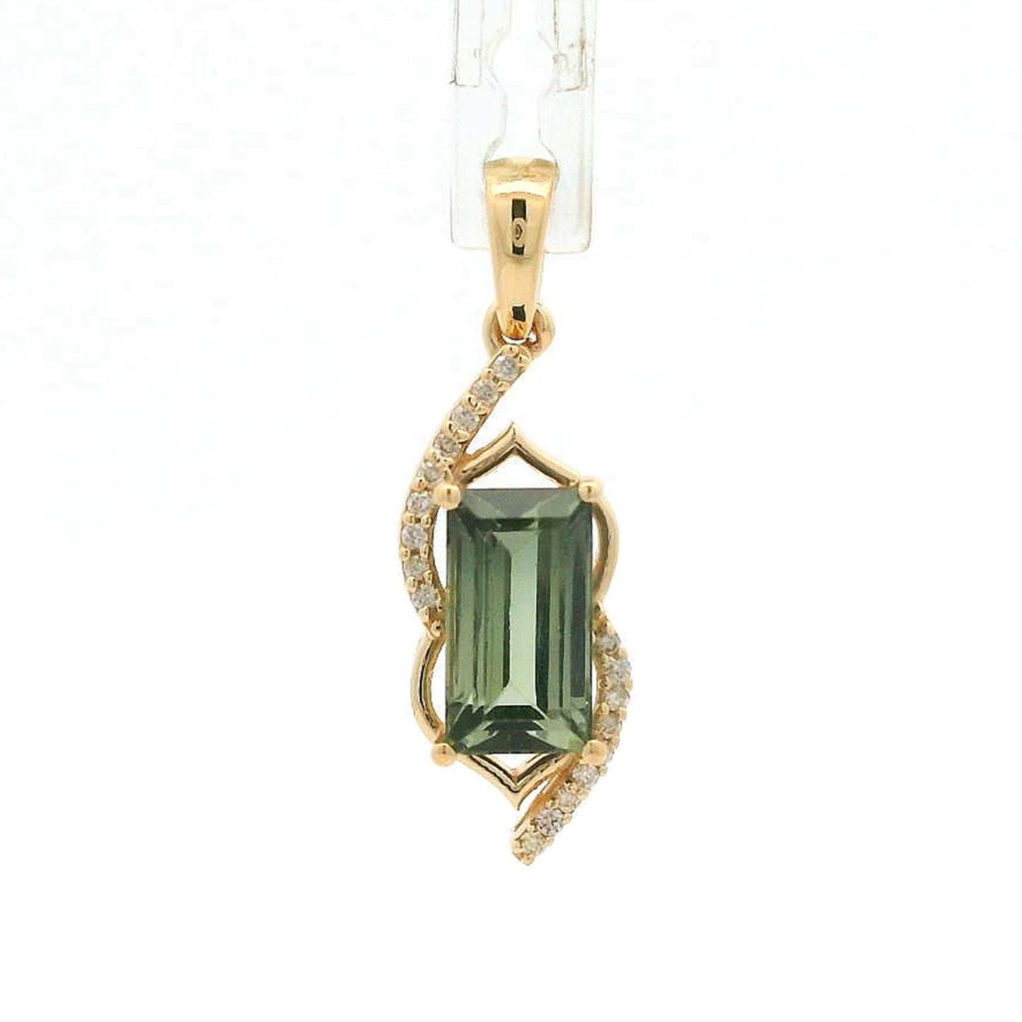 1.37 Ct Baguette Tourmaline 14K Gold Pendant