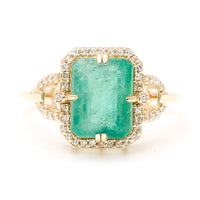 2.98 Ct Octagon Natural Emerald 14K Gold Ring