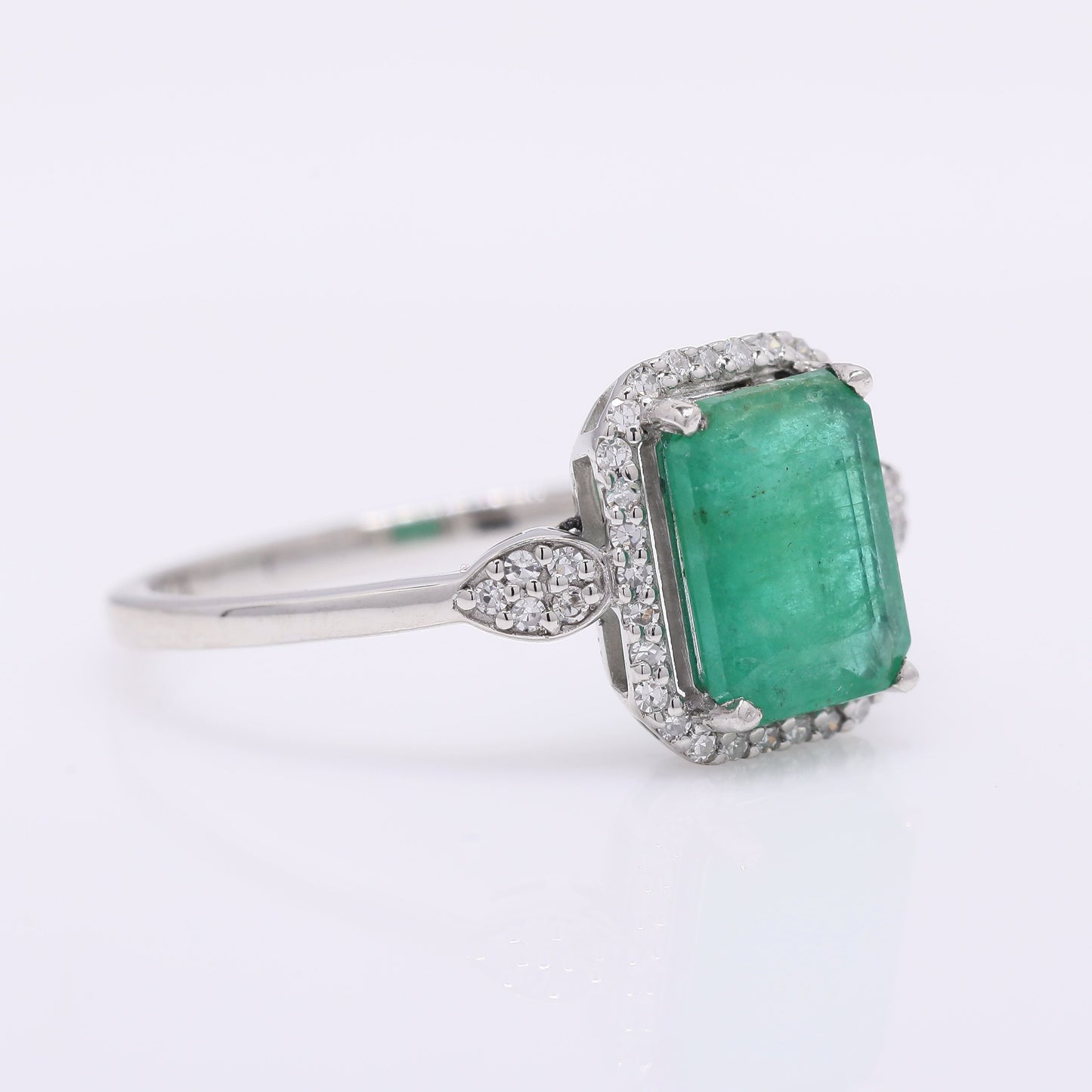 1.57 Ct Octagon Step Cut Natural Emerald 950 Platinum Ring