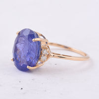 6.07 Ct Oval Natural Tanzanite 14K Gold Ring