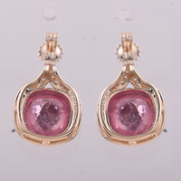 5.42 Ct Cushion Tourmaline 9K Gold Earrings
