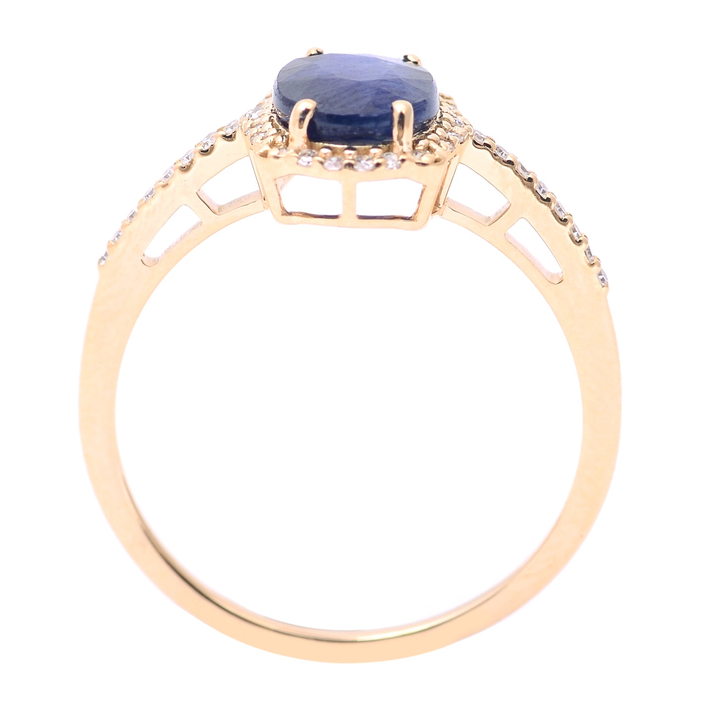 1.97 Ct Oval Mixed Cut Natural Sapphire 14K Gold Ring