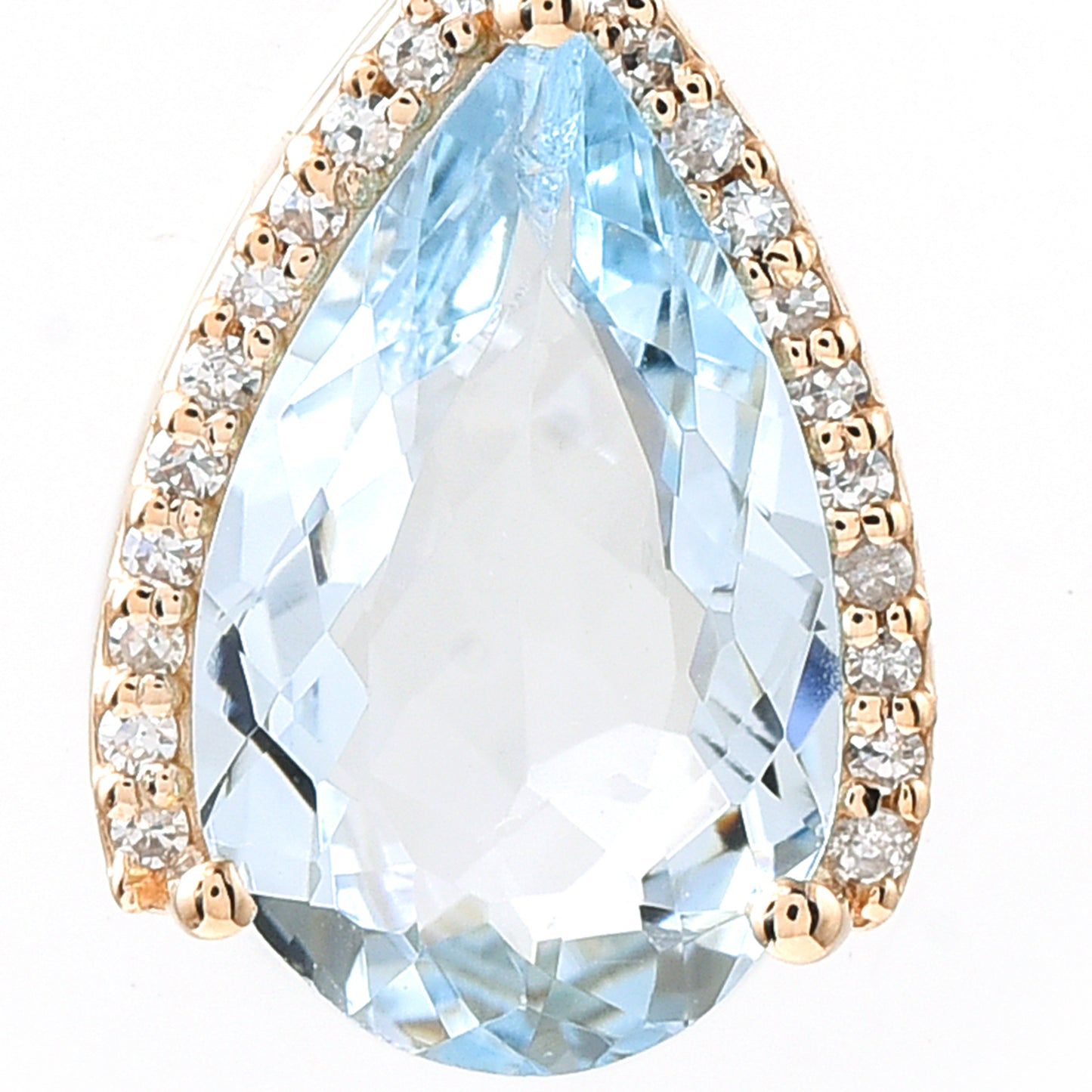 1.77 Ct Pear Mixed Cut Natural Aquamarine 14K Gold Pendant