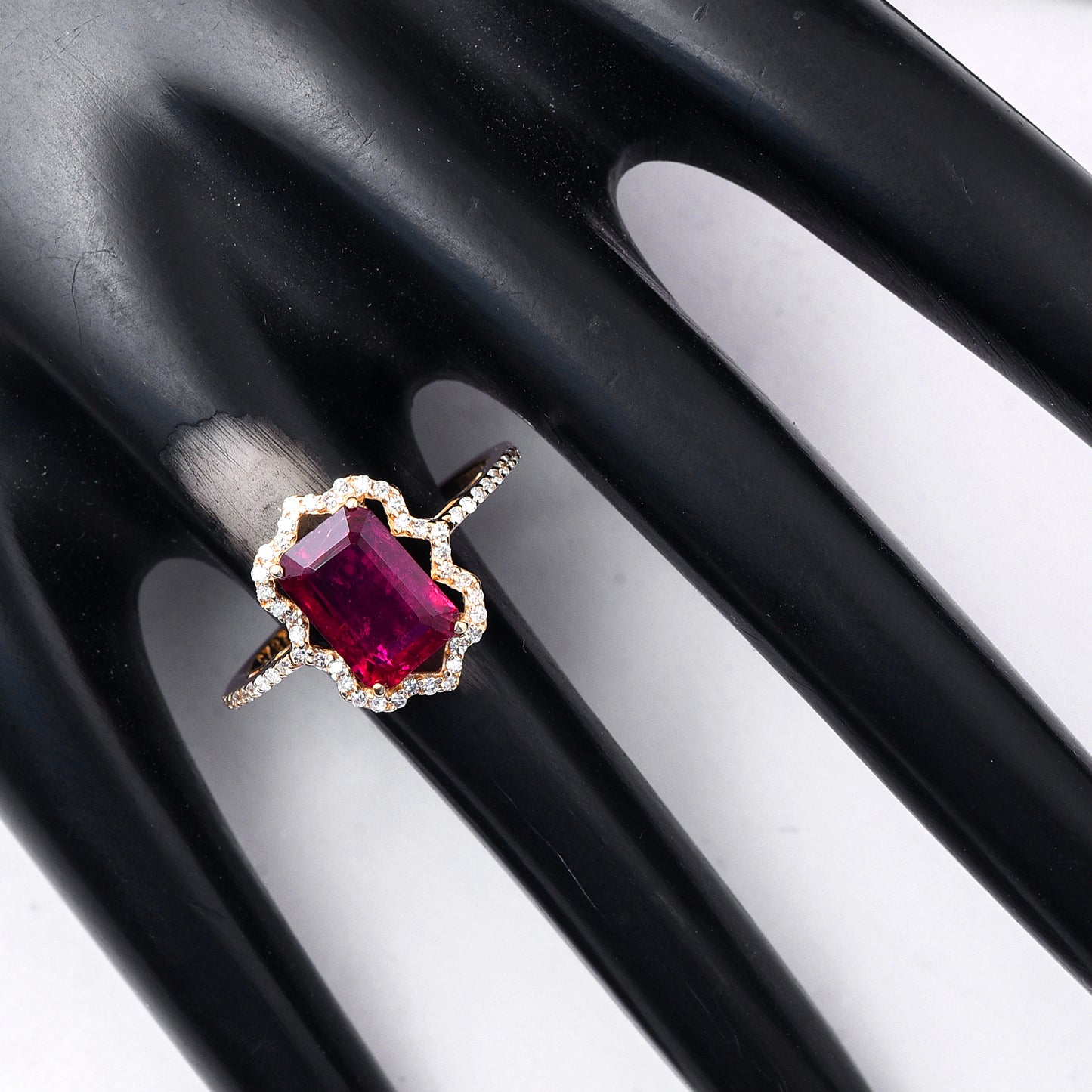 2.16 Ct Octagon Step Cut Natural Pink Tourmaline 14K Gold Ring