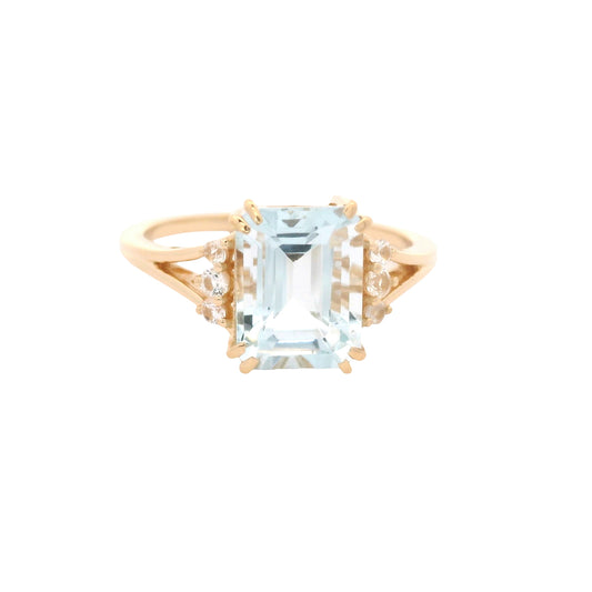 2.46 Ct Octagon Aquamarine 14K Gold Ring