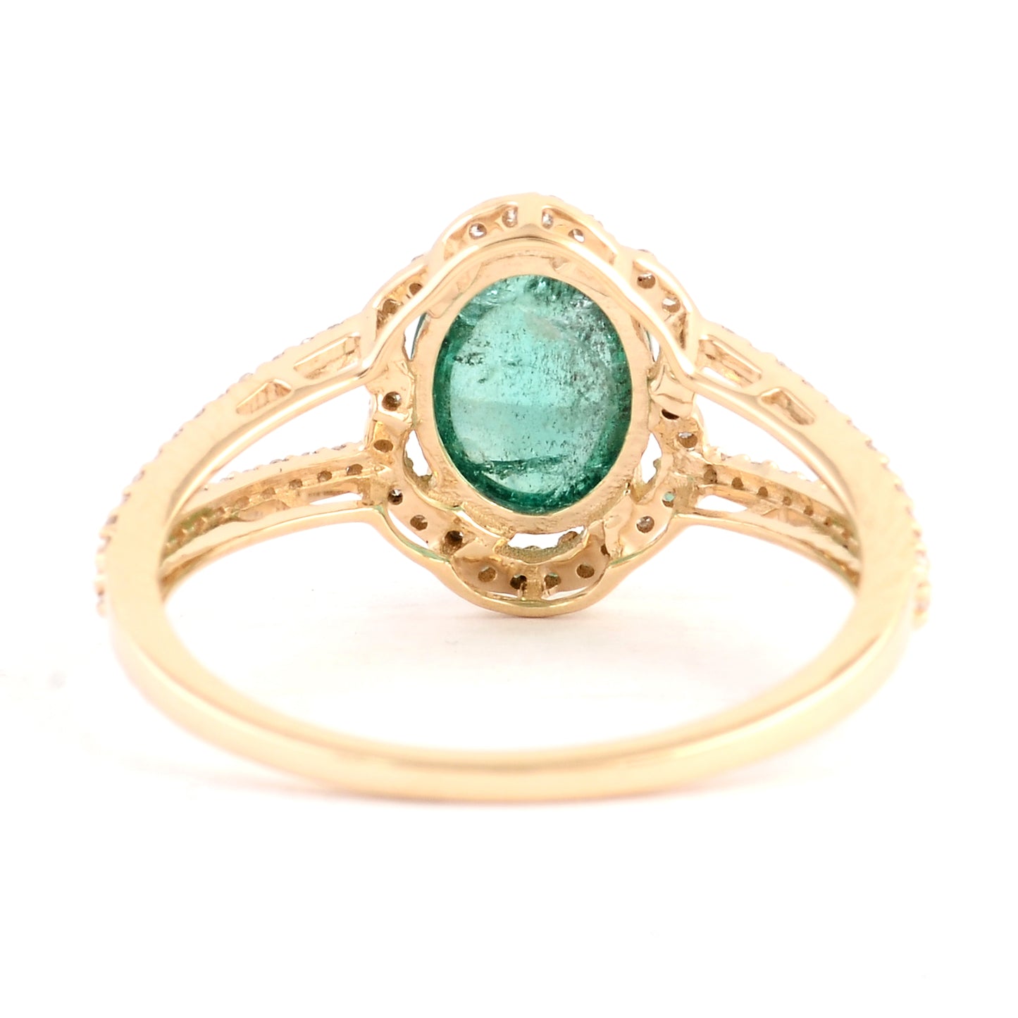 1.75 Ct Oval Cabochon Natural Beryl Emerald 14K Gold Ring