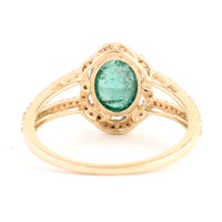1.75 Ct Oval Cabochon Natural Beryl Emerald 14K Gold Ring